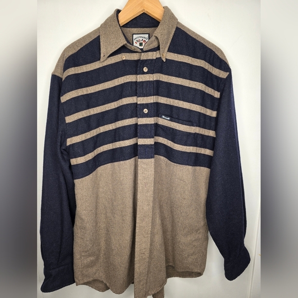 Faconnable Grey Wool Blend Shirt With Blue Striped Med, Men’s - Picture 3 of 11